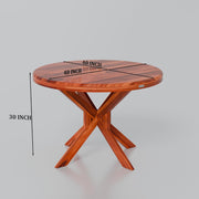 Premium Teak Finish Round Dining Table Set with Cane Back Chairs