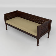 Dark Brown Carved Wooden 3 Seater Sofa