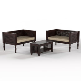 Wooden 4 Seater Sofa Set with Coffee Table
