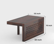 Navryx Sheesham Wood Center Table With Stools (Walnut Finish)