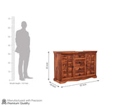 Onija Sheesham Wood Sideboard Cabinet with Elephant Carving