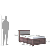 Lorveth Sheesham Wood Single Bed With Storage (Walnut Finish)