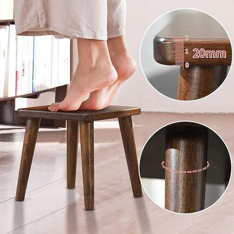 ONIJA Wooden Sitting Stool 10 Inches for Home | Wooden Square Stool Sheesham Wood Table Stool for Bedroom, Outdoor, Office & Multipurpose use in Natural Finish