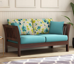 ONIJA Solid sheesham Wood Wooden 2 Seater Sofa Walnut Finish