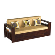 ONIJA ONIJA Solid Sheesham Wooden Sofa Cums Bed with Mattress for Living Room 3 Seater Sofa Cums Bed