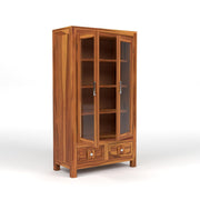 ONIJA Sheesham Wood Book Cabinet with Acrylic Glass Doors
