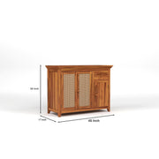 ONIJA Solid Sheesham Wood Sideboard Cabinet with Rattan Cane Doors