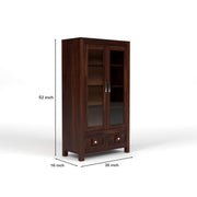 ONIJA Sheesham Wood Book Cabinet with Acrylic Glass Doors