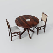 Compact Solid Wood Round Dining Table Set with Cane Back Chairs