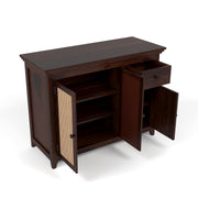 ONIJA Solid Sheesham Wood Sideboard Cabinet with Rattan Cane Doors