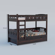 Dark Brown Wooden Bunk Bed for Kids
