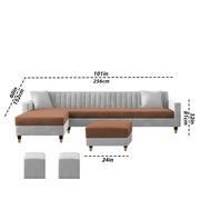 L-Shaped Sofa Set – Grey & Brown