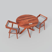 Elegant Solid Wood Round Dining Table Set with Modern Arm Chairs