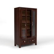 ONIJA Sheesham Wood Book Cabinet with Acrylic Glass Doors