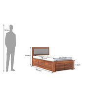 Lorveth Sheesham Wood Single Bed With Storage (Honey Finish)