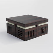 onija Solid Sheesham Wood Coffee Table  with 4 Cushioned Stools