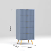 Pravyan HDMR Premium Wood Chest Of Drawer (Slate Blue)