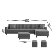 L-Shaped Sofa Set – Grey
