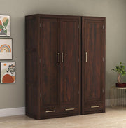 onija Solid Sheesham Wood Wardrobe Space Saving with 3 Door & 3 Drawer