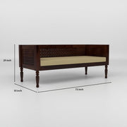 Dark Brown Carved Wooden 3 Seater Sofa