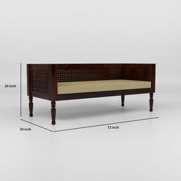 Dark Brown Carved Wooden 3 Seater Sofa