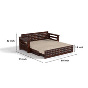 ONIJA Solid Sheesham Wooden Sofa Cums Bed with Mattress for Living Room  3 Seater Sofa Cums Bed