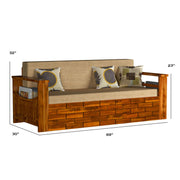 ONIJA ONIJA Solid Sheesham Wooden Sofa Cums Bed with Mattress for Living Room 3 Seater Sofa Cums Bed