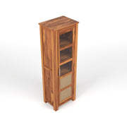 ONIJA Solid Sheesham Wood Bookshelf with Acrylic Glass Door