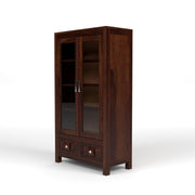 ONIJA Sheesham Wood Book Cabinet with Acrylic Glass Doors