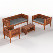 Wooden 5 Seater Sofa Set with Coffee Table