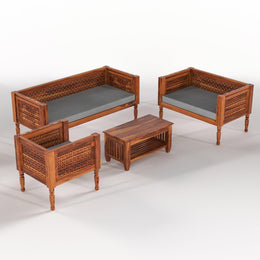 Wooden 5 Seater Sofa Set with Coffee Table
