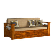 ONIJA ONIJA Solid Sheesham Wooden Sofa Cums Bed with Mattress for Living Room 3 Seater Sofa Cums Bed