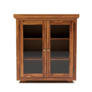ONIJA Sheesham Wood Bookcase Cabinet with Glass Doors