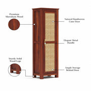 onija Solid Sheesham Wood Wardrobe Cabinet 1  Cane Rattan Door