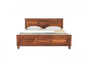 Shilvay Sheesham Wood Queen Size Bed Without Storage (Honey Finish)