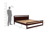Oraxen Sheesham Wood Queen Size Bed Without Storage (Walnut Finish)