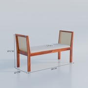 Onija Sheesham Wood Cane Bench with Upholstered Seat for Living Room & Entryway