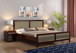 Aaryx Sheesham Wood King Size Bed Without Storage (Walnut Finish)