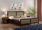 Aaryx Sheesham Wood Queen Size Bed Without Storage (Walnut Finish)