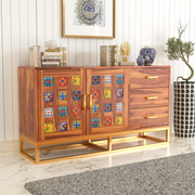 Thalvin Sheesham Wood Cabinet and Sideboard (Honey Finish)