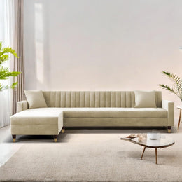 Modern Beige L-Shaped Sofa with Chaise | Premium Living Room Sofa