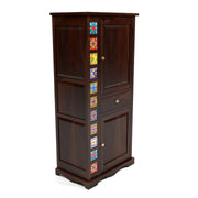 Emboss Sheesham Wood Wardrobe Cabinet with 1 Drawer & 2 Shelves (Walnut Finish)