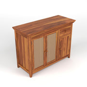 ONIJA Solid Sheesham Wood Sideboard Cabinet with Rattan Cane Doors
