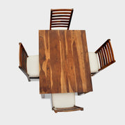 Solid Wood Dining Table Set with 4 Cushioned Chairs