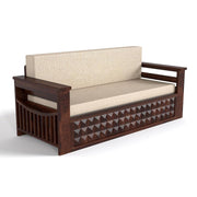 ONIJA Solid Sheesham Wooden Sofa Cums Bed with Mattress for Living Room  3 Seater Sofa Cums Bed