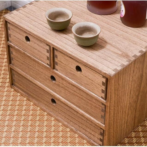 ONIJA  Sheesham Wooden Desktop Organizers with Drawers Home Workspace Office Supplies Wooden Storage Box Shelf Case Hold Box with 4 Drawers