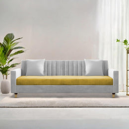ONIJA Modern 3 Seater Sofa – Grey & Mustard