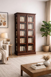 onija Solid Wood Vista Book Shelf Wooden with Acrylic Glass Door