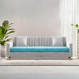 ONIJA Modern 3 Seater Sofa – Grey & Turquoise