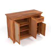 ONIJA Solid Sheesham Wood Sideboard Cabinet with Rattan Cane Doors